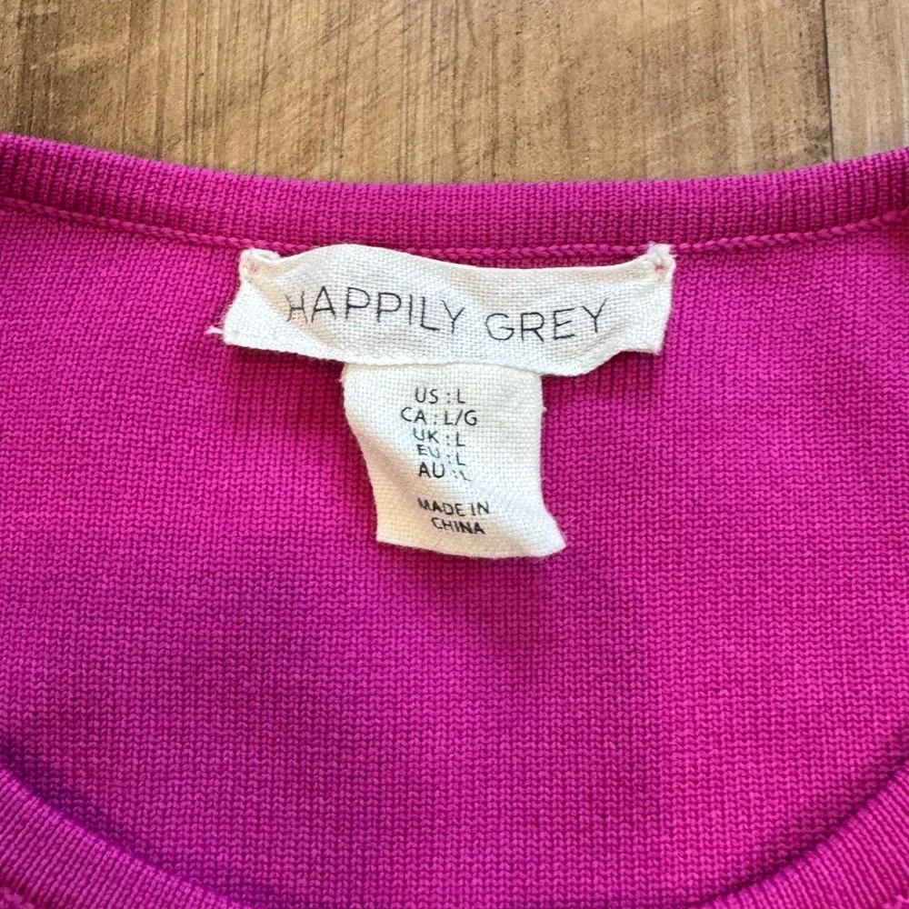 Happily Grey Hot Pink Fitted Crop Top Faux Corset, Size Large - Picture 2 of 6